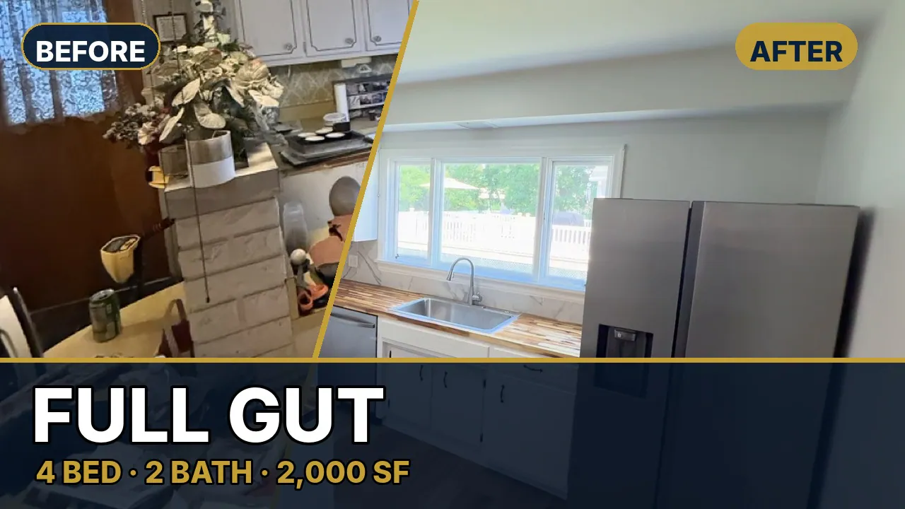 Before and after kitchen at 4036 Birney Avenue in Moosic, Pennsylvania