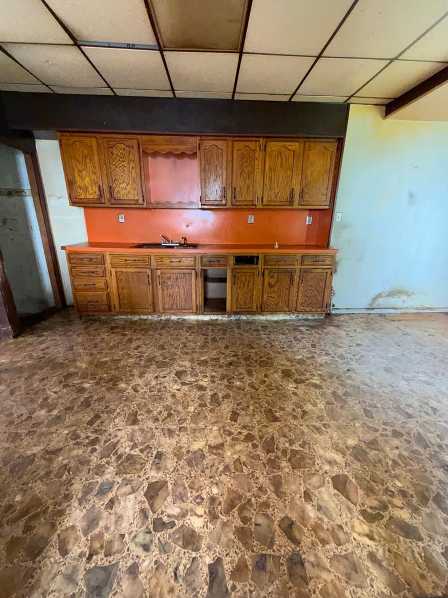 Kitchen cabinets during early renovation at 431 South Hancock Street