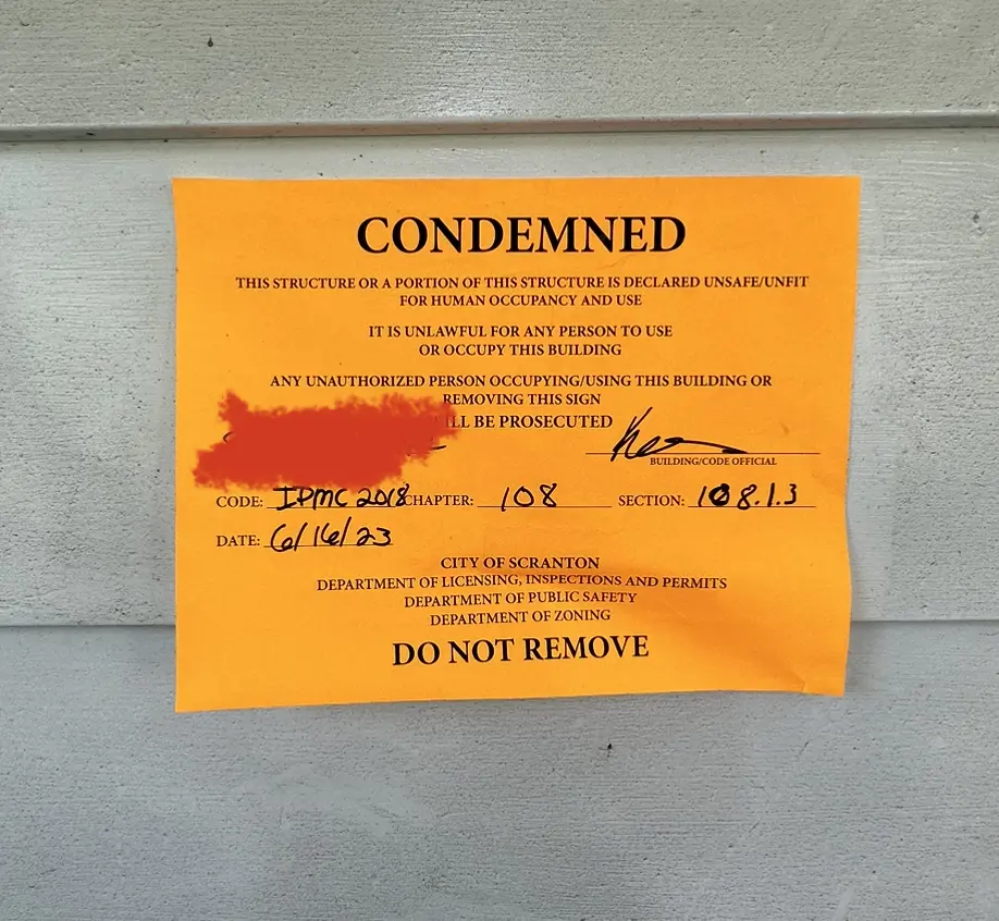 Scranton PA Condemned